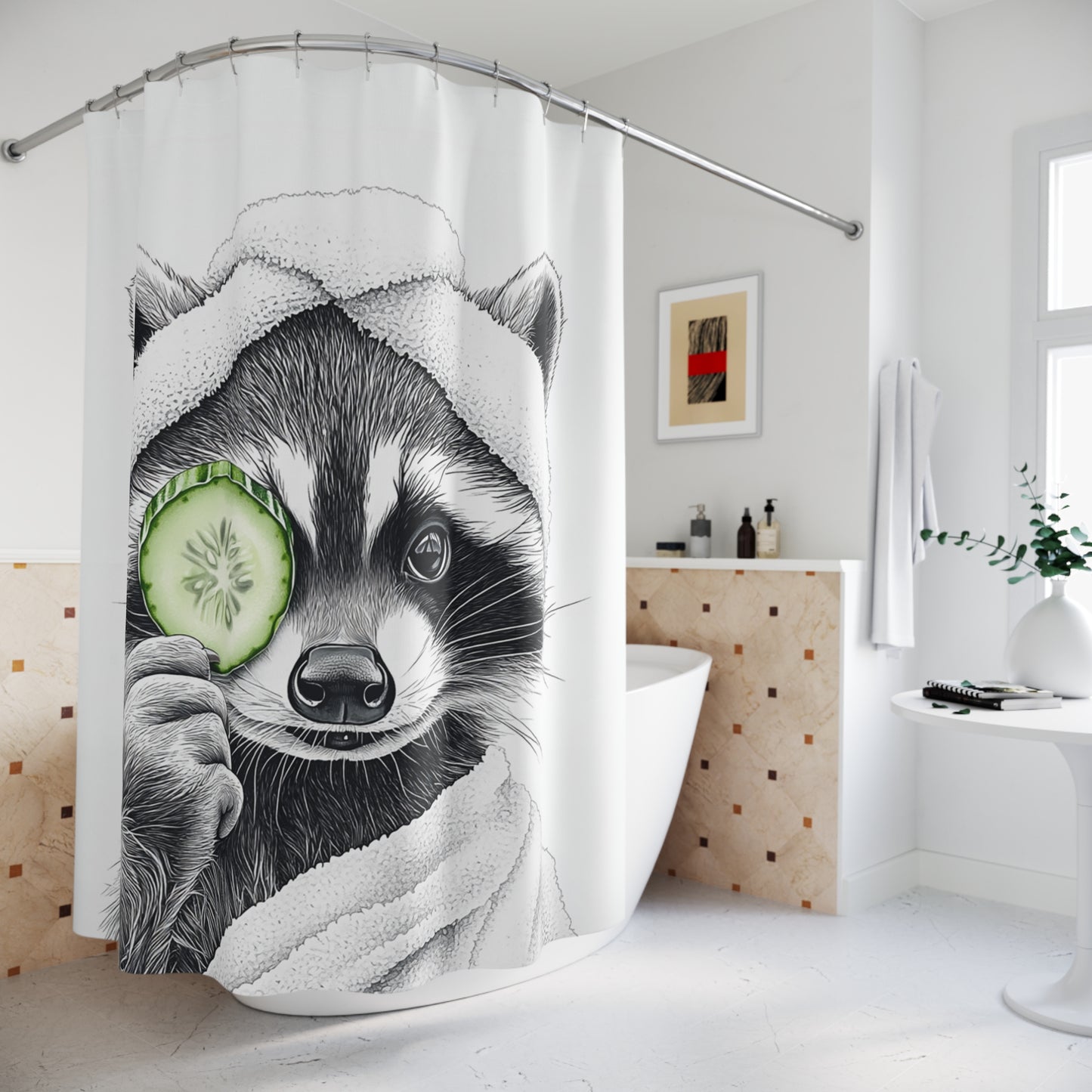 Spa Raccoon Shower Curtain