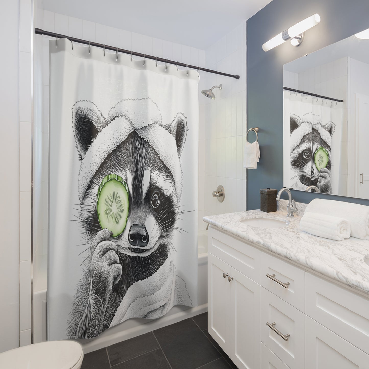 Spa Raccoon Shower Curtain