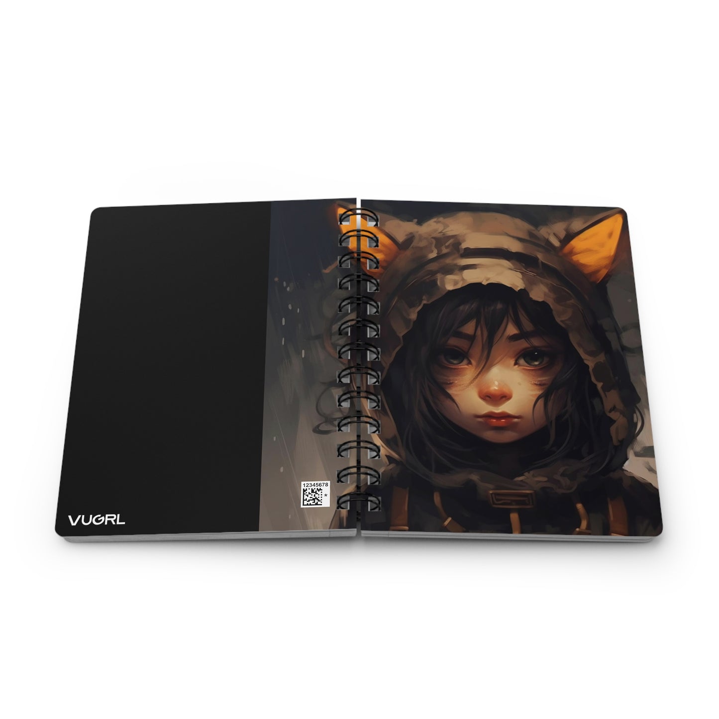 Hooded Wanderer Cat Girl Spiral Journal Notebook