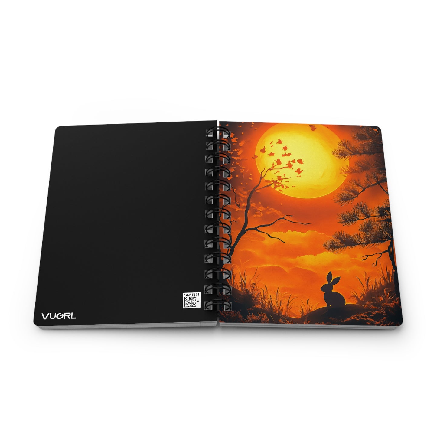 Moonlit Rabbit Spiral Bound Journal - Enchanting Sunset Scene with Nature Silhouette for Writers, Dreamers and Animal Lovers