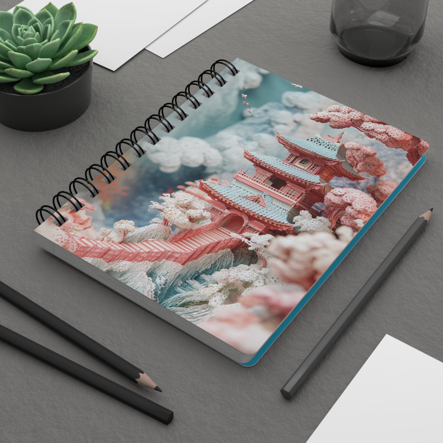 Whimsical Pagoda Dreamscape Spiral Bound Journal Notebook