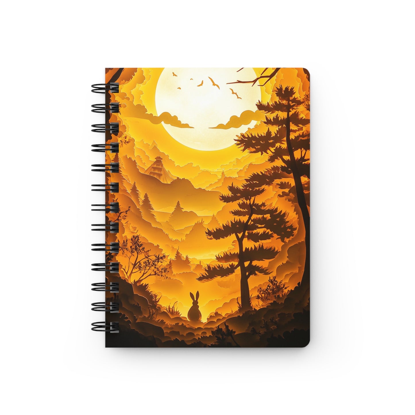 Moonlit Rabbit 02 Spiral Bound Journal - Enchanting Sunset Scene with Nature Silhouette for Writers, Dreamers and Animal Lovers