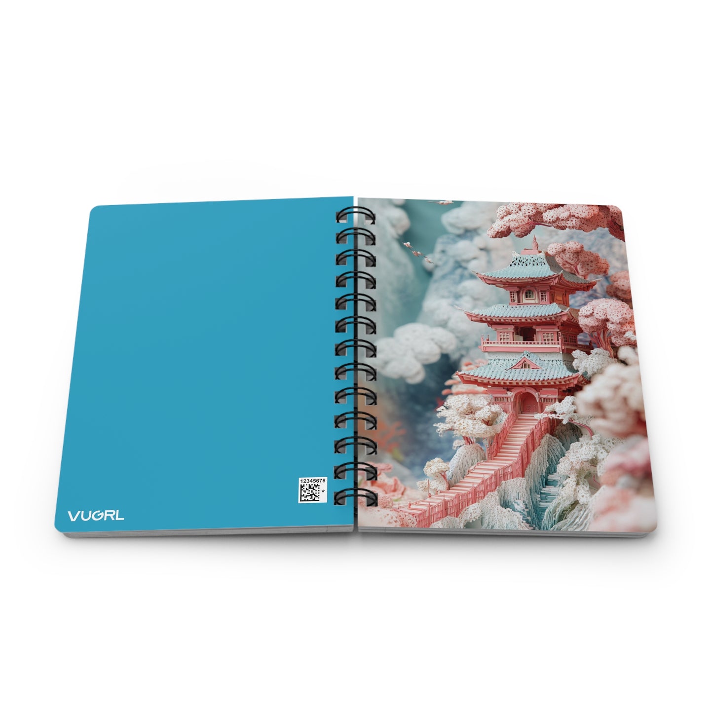 Whimsical Pagoda Dreamscape Spiral Bound Journal Notebook