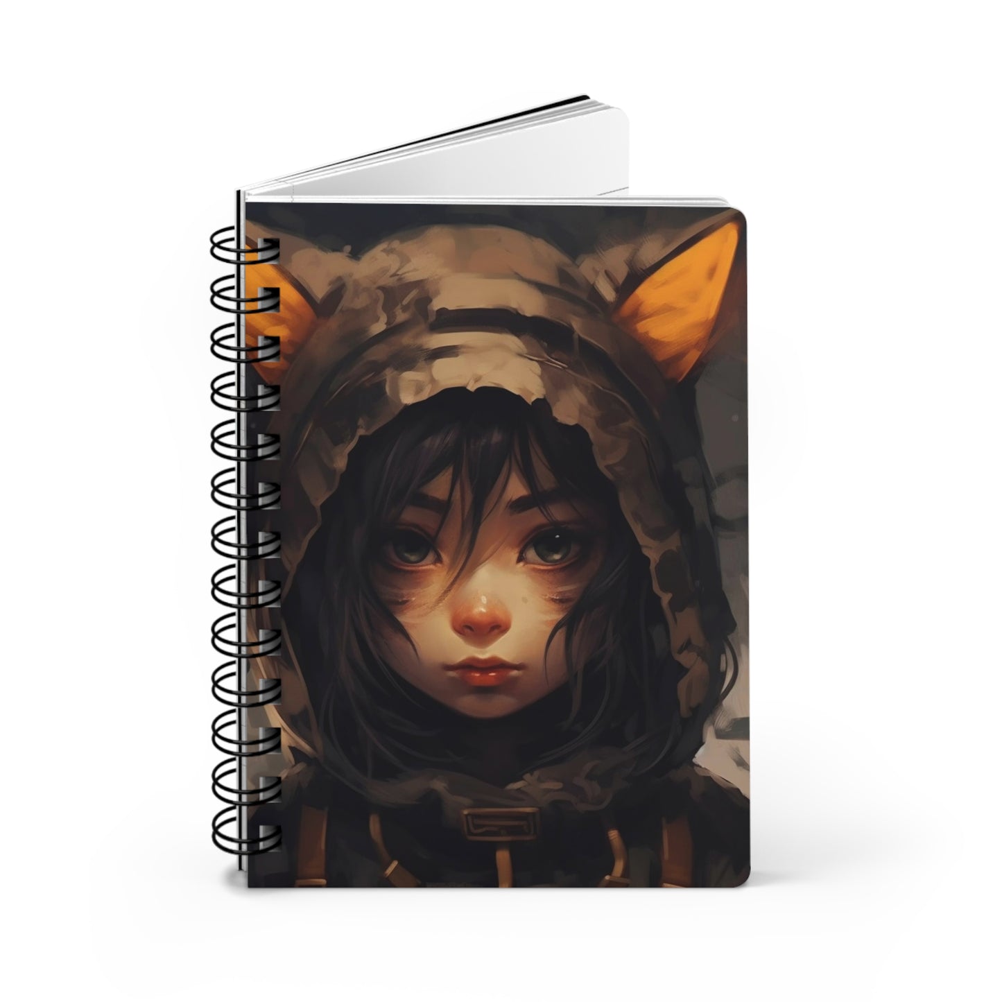 Hooded Wanderer Cat Girl Spiral Journal Notebook