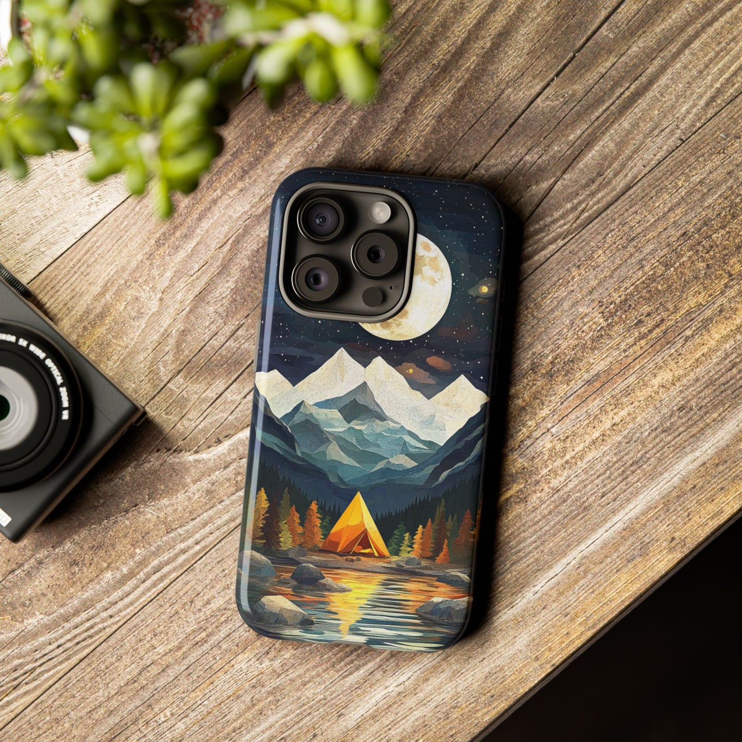 Moonlit Mountain Camping Phone Tough Case