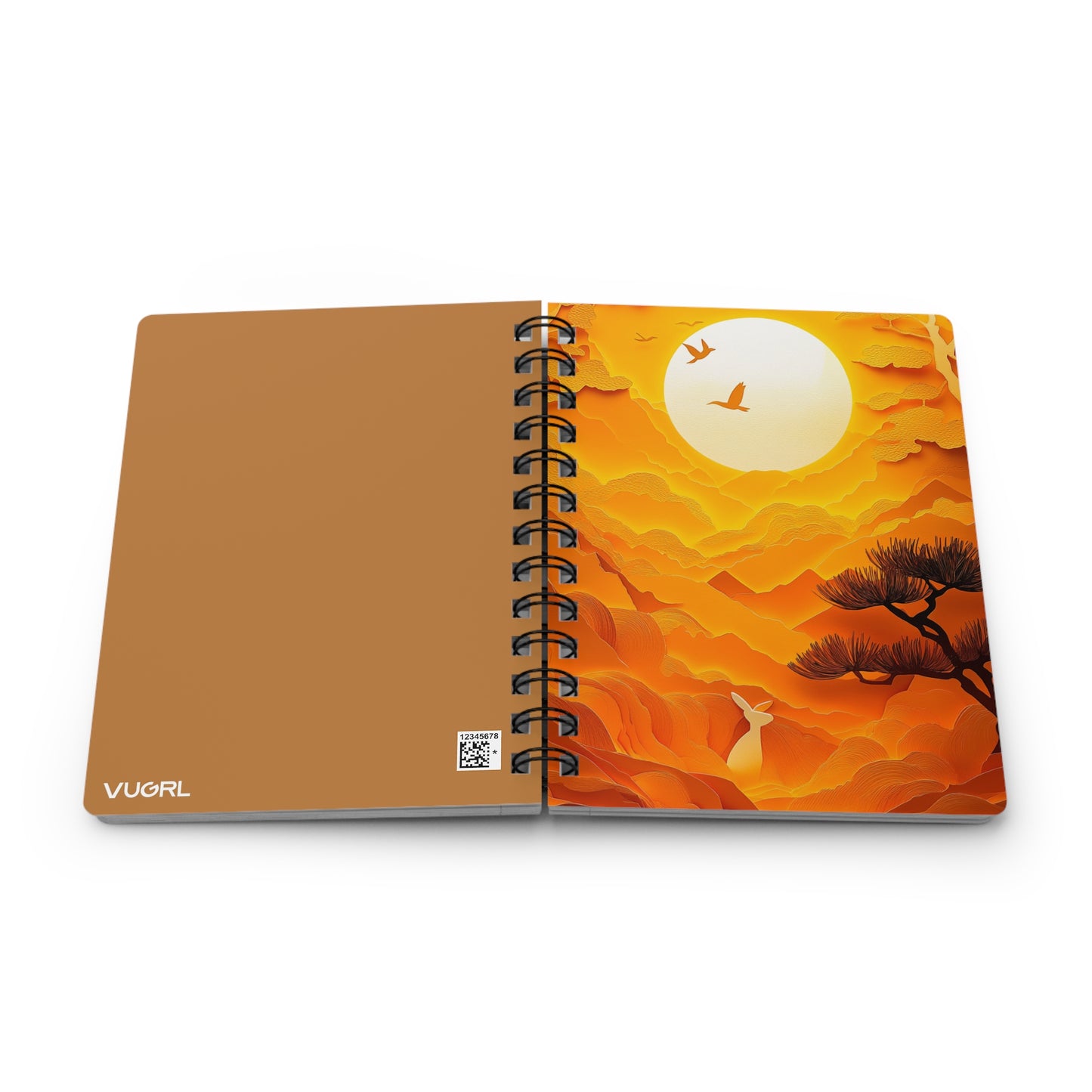 Golden Sunrise Rabbit Spiral-Bound Journal - Scenic Paper Art Design with Mountains and Full Moon for Nature Lovers and Dreamers