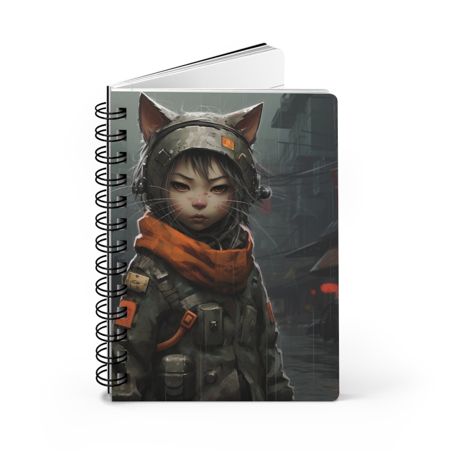 City Sentinel Cat Girl Spiral Bound Journal