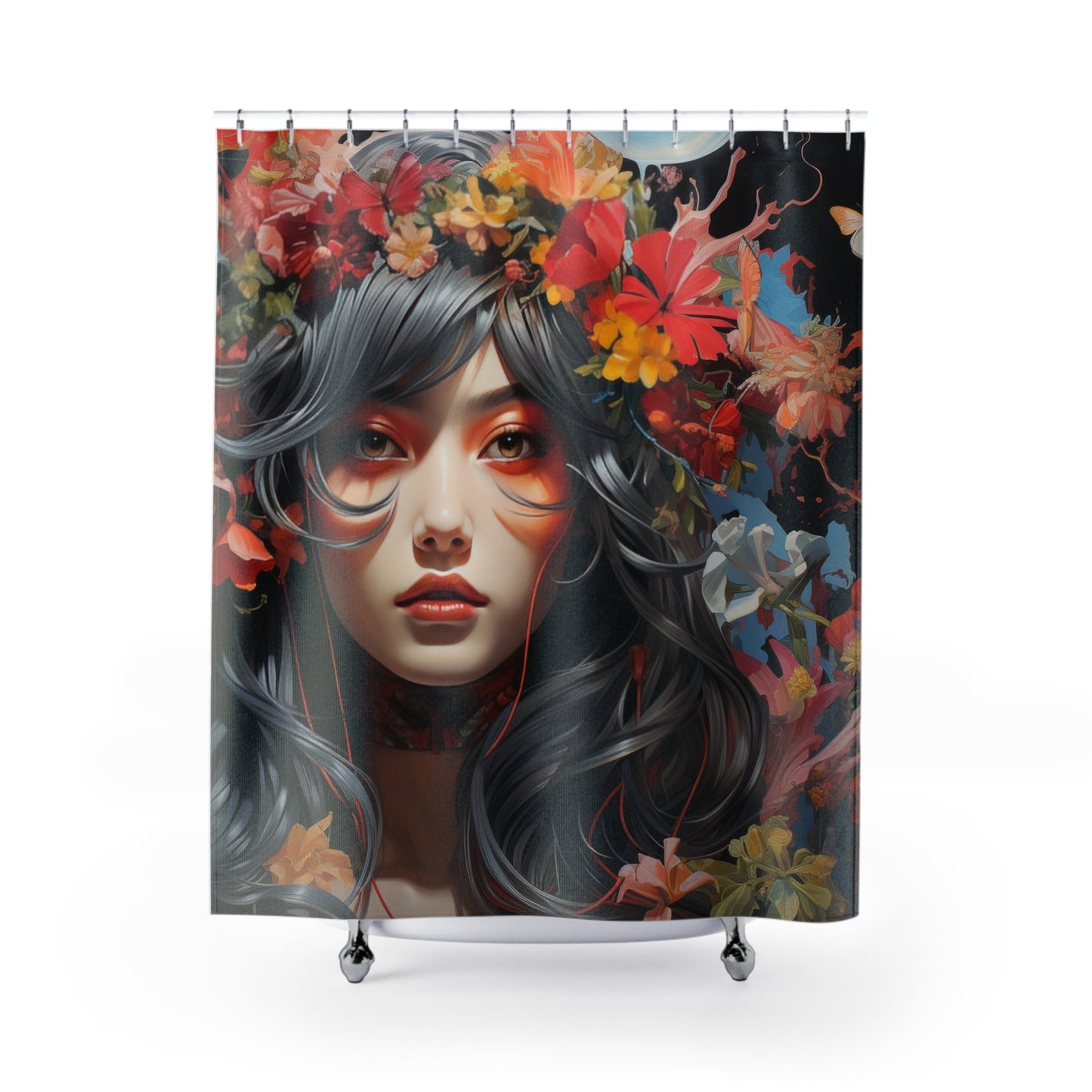 Celestial Bloom Goddess Shower Curtain