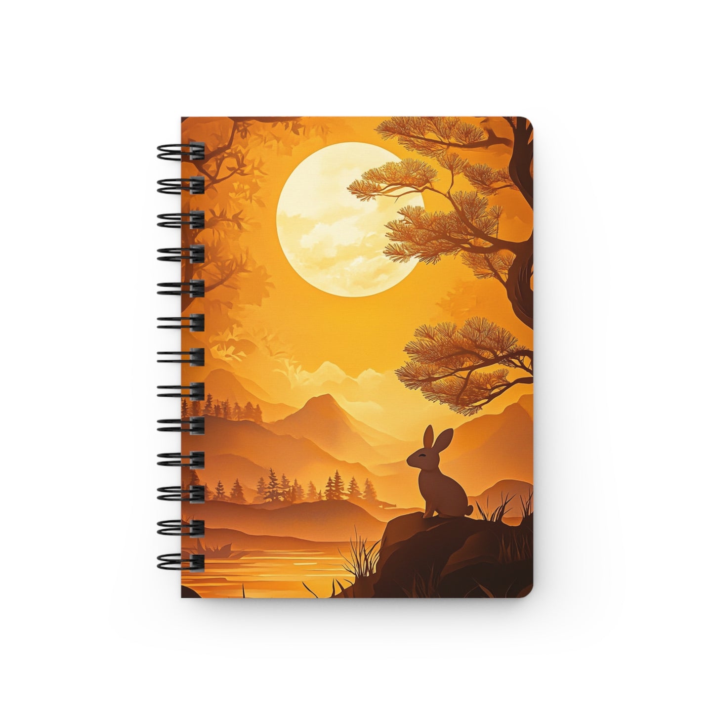 Moonlit Rabbit 03 Spiral Bound Journal - Enchanting Sunset Scene with Nature Silhouette for Writers, Dreamers and Animal Lovers