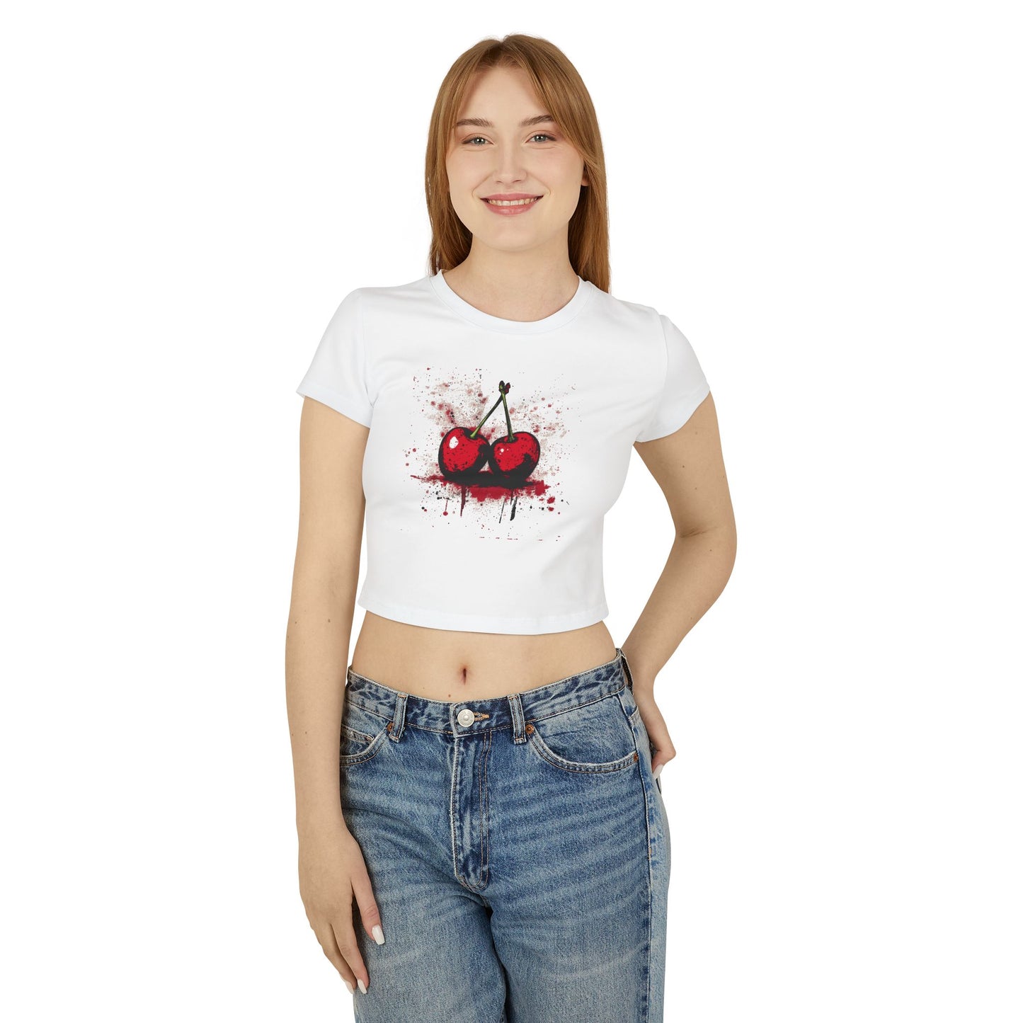 Baby Tee - Grungy 90's Style Cherries Women's Shirt