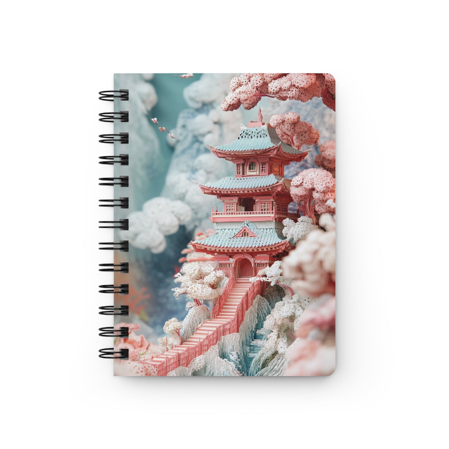 Whimsical Pagoda Dreamscape Spiral Bound Journal Notebook