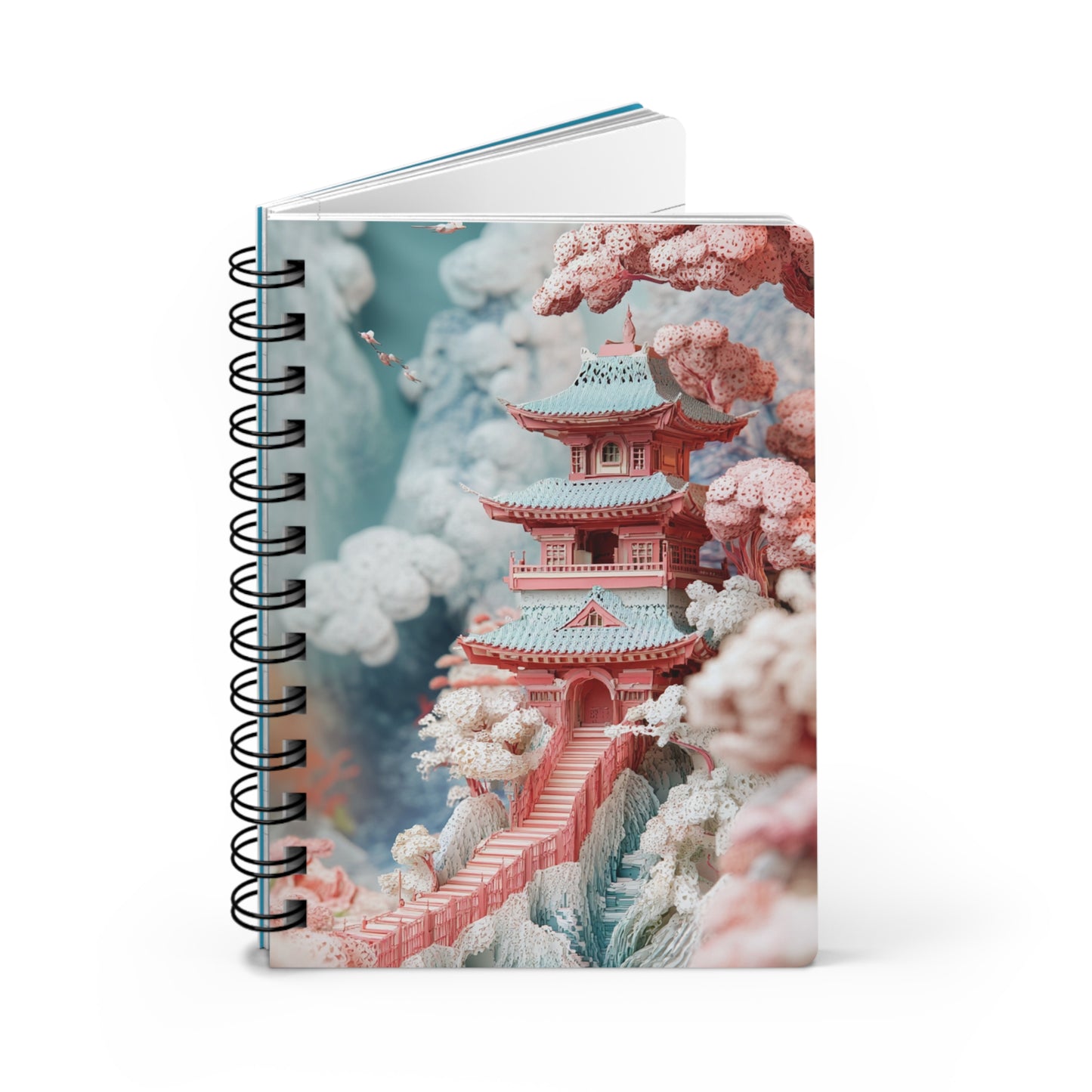 Whimsical Pagoda Dreamscape Spiral Bound Journal Notebook