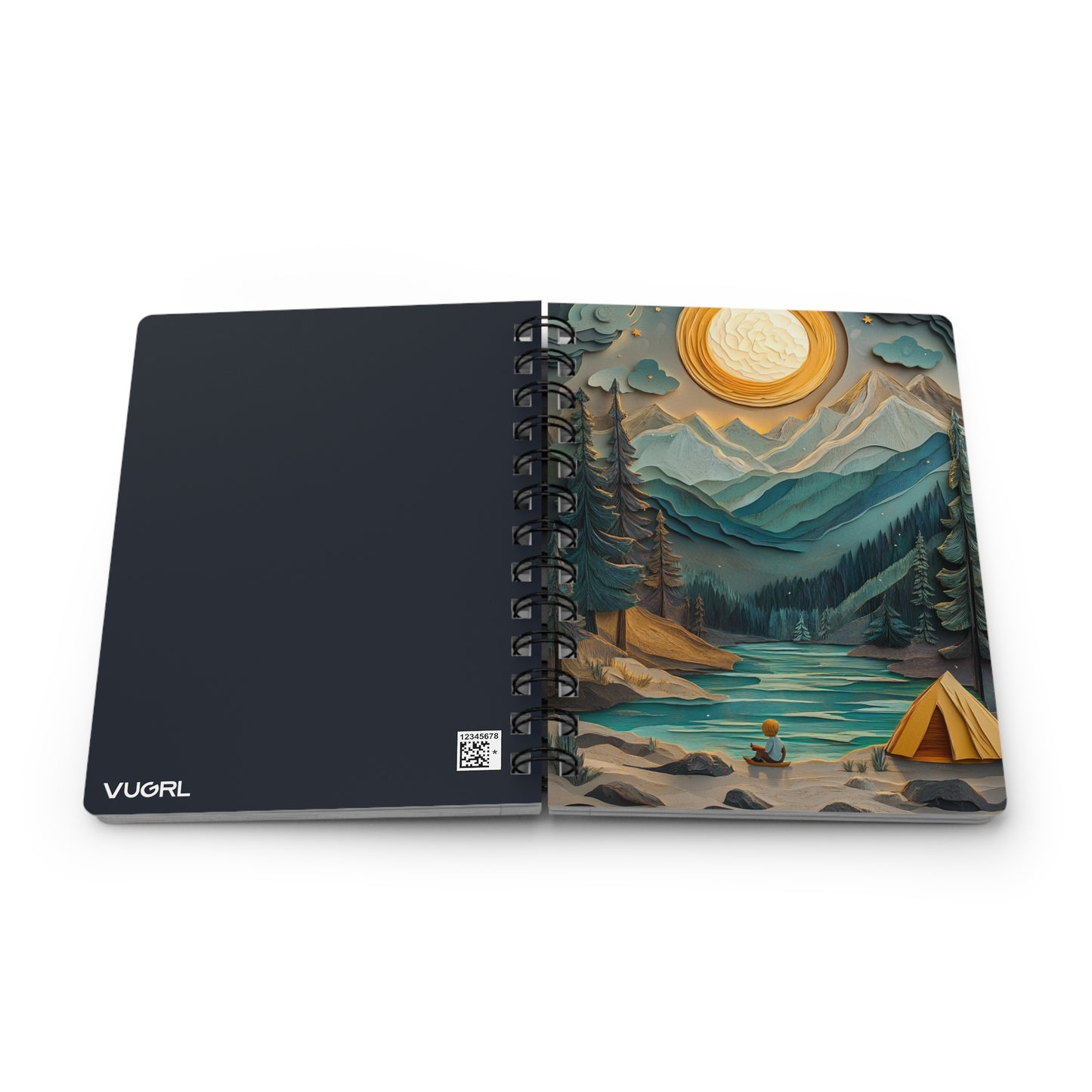 Moonlit Camping Adventure 01 Spiral Bound Journal Notebook - Dreamy Nature Scene with Tent and Mountains for Writers and Nature Lovers