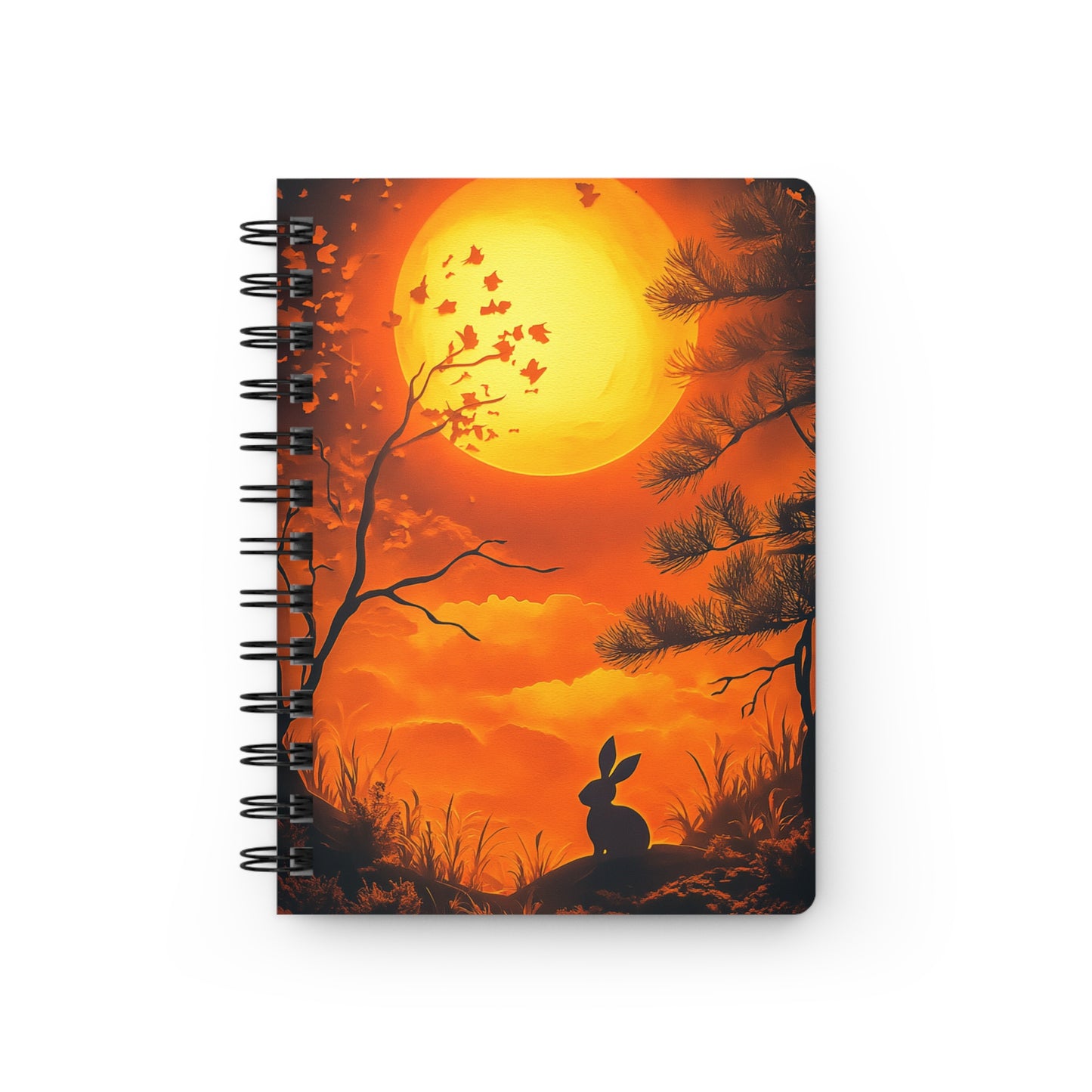 Moonlit Rabbit Spiral Bound Journal - Enchanting Sunset Scene with Nature Silhouette for Writers, Dreamers and Animal Lovers