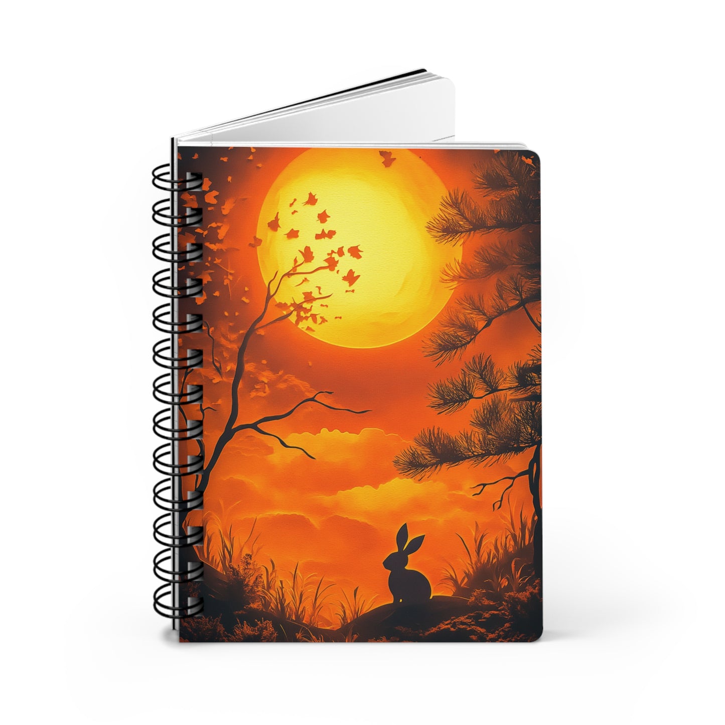 Moonlit Rabbit Spiral Bound Journal - Enchanting Sunset Scene with Nature Silhouette for Writers, Dreamers and Animal Lovers