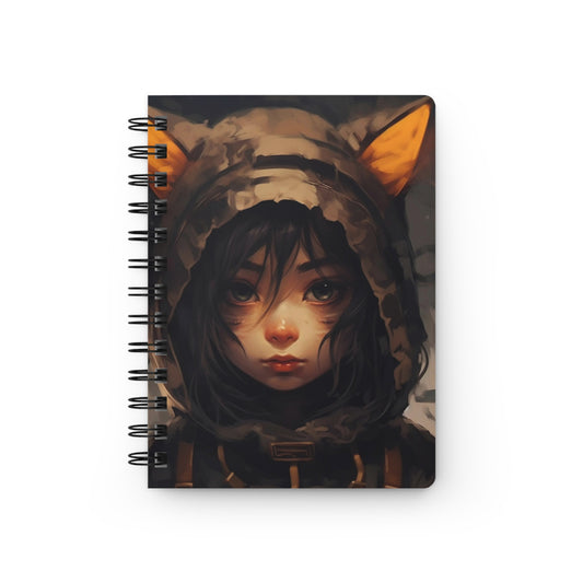 Hooded Wanderer Cat Girl Spiral Journal Notebook